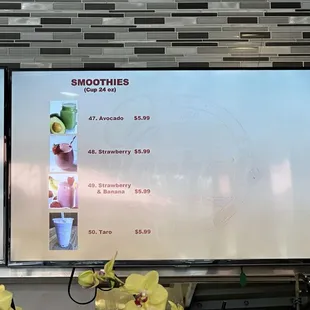 Drink menu