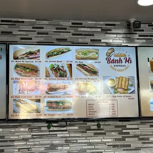 Banh Mi Menu