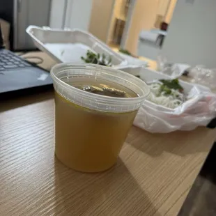 Tiny portion, fatty broth, sweet taste