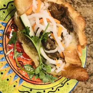 Banh mi on a croissant - Grilled Pork omg