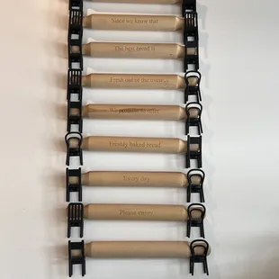 a set of six bamboo toothbrushes