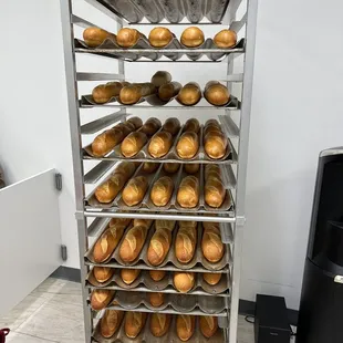 a rack full of donuts