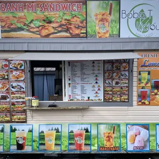 a food truck with menus