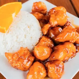 orange chicken with rice