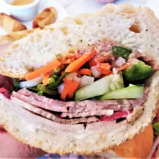 The inside of the Combo Bánh Mì. Excellent.