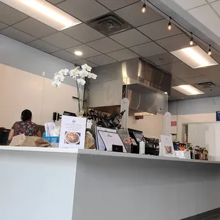 the counter area of a restaurant
