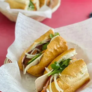 Classic Banh Mí (front), Grilled Pork Banh Mí (back)