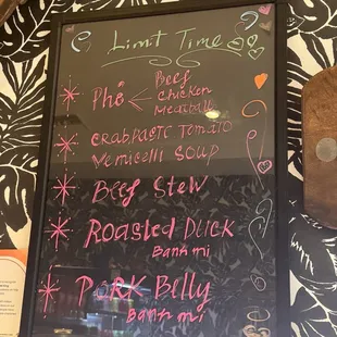 Specials menu as of May 2024