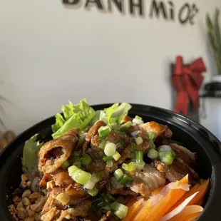 a bowl of asian food