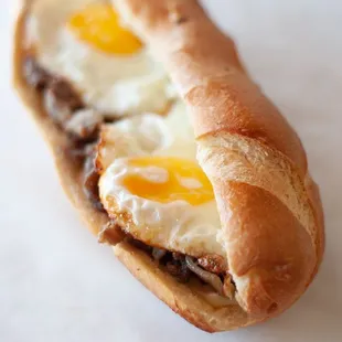 a sausage and egg sandwich