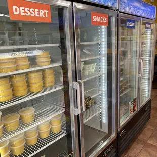 a display of desserts