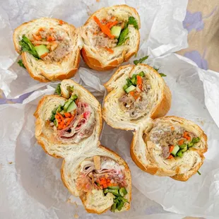 a variety of sandwiches