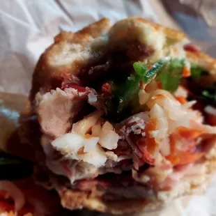 a half eaten sandwich