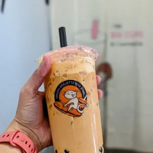 Thai Tea $6.50 with boba + .75