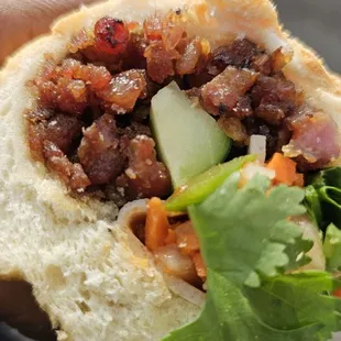 Bahn MI Siagon (bbq pork )  Spicy with jalapenos,  you can get it without peppers