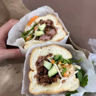 #1: BBQ Pork Vietnamese Sandwich (báhn mì) ($9)