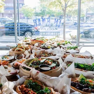 a table full of food