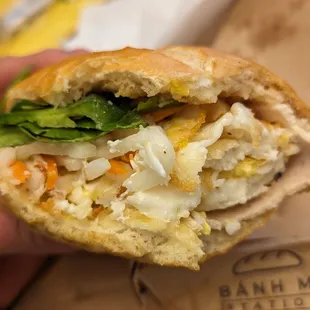 Egg and ham banh mi