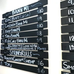 Banh Mi menu