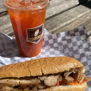 Chicken Banh Mi and Carrot Juice