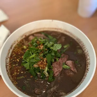 a bowl of soup on a table