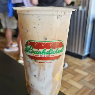 Tiramisu mulktea with egg custard