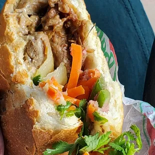 Bbq pork Bahn MI with all the fixings