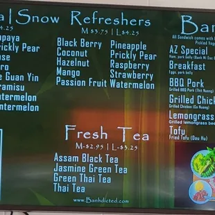 Milkntea &amp; banh mi menu