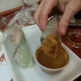 Duck breast spring roll (note: more of a summer roll)