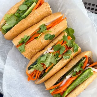 a group of banhwich sandwiches