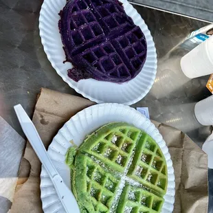 Ube and Pandan waffles