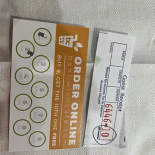 Punch ticket for sandwiches and your ticket number when called