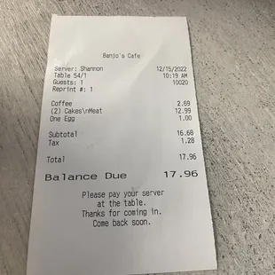 Bill for just myself