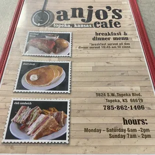 Front of the Menu