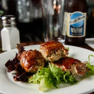 Award winning bacon wrapped quail breast