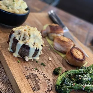 Surf and Turf Special. 8oz filet with Jumbo lump crab and Hollandaise &amp; bacon wrapped scallops