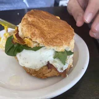 Breakfast Sandwich with Egg, Spinach and Cheese