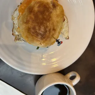 Breakfast sandwich and coffee