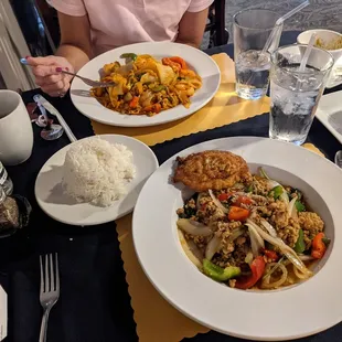 Crazy noodles and Thai basil deluxe.