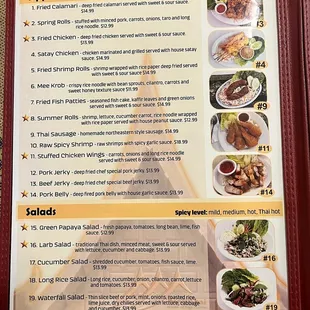 the menu for the restaurant