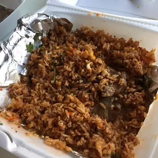 No chicken or shrimp. But it was tasty.