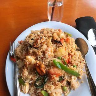 Spicy Fried Rice with Sea Food shrimp,mussels, squid,scallops,tilapia