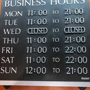 We close every Wednesday
