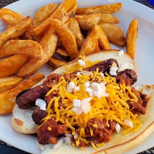 Deep fried chili dog special