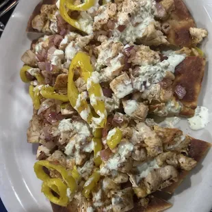 Buffalo Chicken Flatbread with no mozzarella