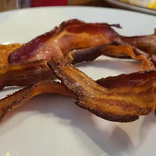Side of bacon. Crispy, flavorful, just what we hoped for.