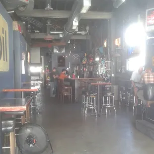 Awesome old skool mechanic garage turned bar. $1.50 coors cans right now. Come get some.