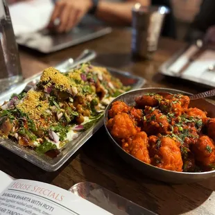 Samosa Chaat and Gobi 65