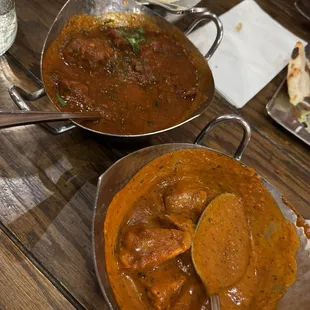 Lamb vindaloo and Butter Chicken