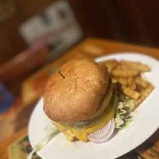 Burger and fries
